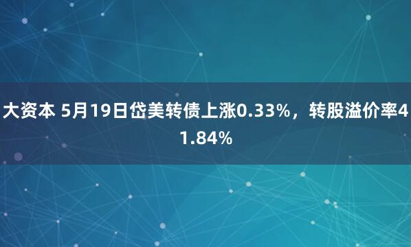 大资本 5月19日岱美转债上涨0.33%，转股溢价率41.84%